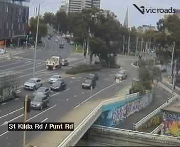 St Kilda Rd (at Punt Rd), looking south - Australia