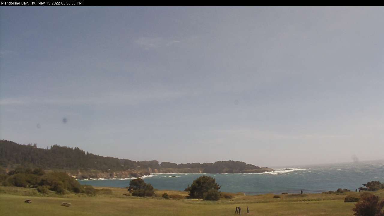 Looking south from the Mendocino Hotel in the Mendocino village. View is of the Mendocino Bay and Chapman Point. - USA