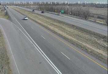 I-25 - I-25  109.95 SB : 0.3 mi S of Pinon Rd Int - Traffic in lanes farthest from camera moving North - (12038) - Denver and Colorado