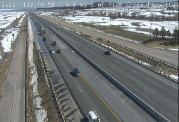 I-25 - I-25  177.10 SB : 3.8 mi S of Plum Creek Pkwy - Traffic furthest from camera is travelling North - (13446) - Denver and Colorado