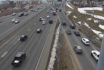 I-25 - I-25  218.30 SB : 0.2 mi S of 84th Ave - Traffic in lanes closest to camera moving South - (11337) - USA