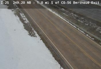 I-25 - I-25  249.20 NB : 1.0 mi S of CO-56 Berthoud Exit - Traffic furthest from camera is travelling South - (13529) - Denver and Colorado
