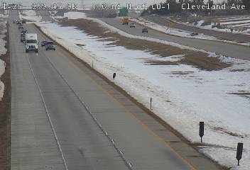 I-25 - I-25  279.45 SB : 1.6 mi N of CO-1  Cleveland Ave - Traffic furthest from camera is travelling North - (13572) - Denver and Colorado