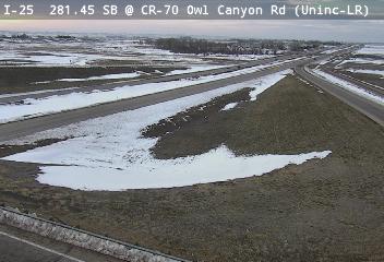 I-25 - I-25  281.45 SB @ CR-70 Owl Canyon Rd - Traffic closest to camera is travelling South - (13576) - Denver and Colorado