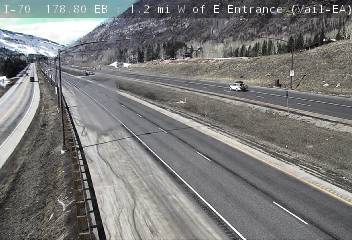 I-70 - I-70  178.80 EB : 1.2 mi W of E Entrance (Vail-EA) - Traffic furthest from camera is travelling West - (13736) - Denver and Colorado