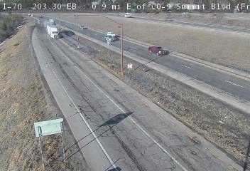I-70 - I-70  203.30 : 0.9 mi E of CO-9 Summit Blvd - Traffic furthest fom camera is traveling West - (13452) - Denver and Colorado