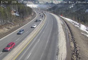 I-70 - I-70  210.65 : 2.9 mi W of EJMT-The Box VMS - Traffic closest to camera is traveling East - (12592) - Denver and Colorado