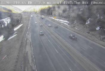 I-70 - I-70  210.65 : 2.9 mi W of EJMT-The Box VMS - Traffic furthest from camera is traveling West - (12591) - Denver and Colorado