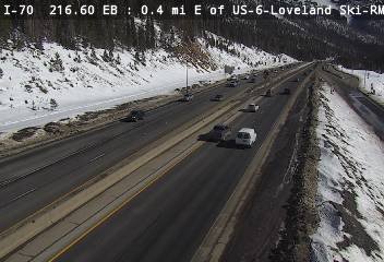 I-70 - I-70  216.60 : 0.4 mi E of US-6 Loveland Pass - Traffic in lanes closest to camera moving East - (11361) - Denver and Colorado