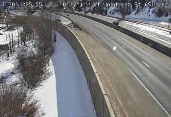 I-70 - I-70  225.55 WB : 0.2 mi W of Woodward St - Traffic in lanes closest to camera moving East - (13462) - Denver and Colorado