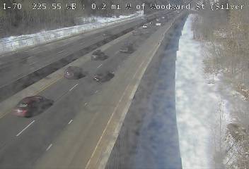 I-70 - I-70  225.55 WB : 0.2 mi W of Woodward St - Traffic in lanes closest to camera moving West - (13463) - Denver and Colorado