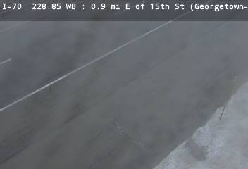 I-70 - I-70  228.85 WB : 0.9mi E of 15th St - Traffic in lanes closest to camera moving West - (12589) - Denver and Colorado