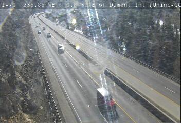 I-70 - I-70  235.85 WB : 0.8 mi E of Dumont Int - Traffic furthest from camera is traveling East - (13414) - Denver and Colorado