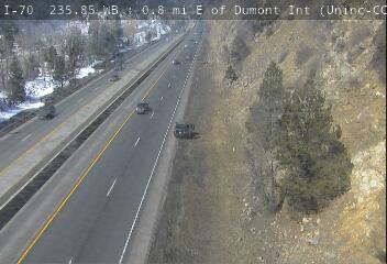 I-70 - I-70  235.85 WB : 0.8 mi E of Dumont Int - Traffic closest to camera is traveling West - (13415) - Denver and Colorado