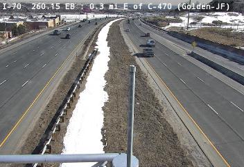 I-70 - I-70  260.15 EB : 0.3 mi E of C-470 - Traffic in lanes on right moving East - (12204) - Denver and Colorado