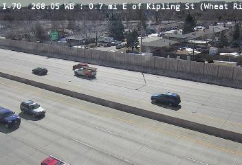 I-70 - I-70  268.10 : 0.7 mi E of Kipling St - Traffic in lanes farthest from camera moving East - (11260) - Denver and Colorado