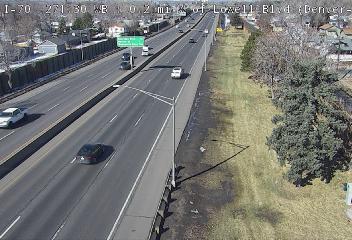 I-70 - I-70  271.30 : 0.2 mi W of Lowell Blvd - Traffic in lanes closest to camera moving West - (12176) - Denver and Colorado