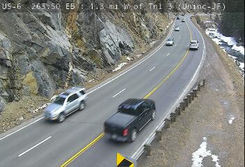 US 6 - US-6  263.50 EB : 1.3 mi W of Tnl 3 - Traffic in lanes farthest from camera moving East - (12658) - Denver and Colorado