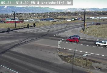 US 24 - US-24  313.20 EB @ Marksheffel Rd - Traffic in lanes farthest from camera moving South - (12987) - Denver and Colorado