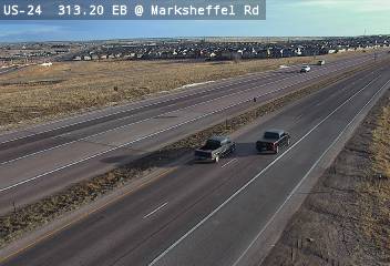 US 24 - US-24  313.20 EB @ Marksheffel Rd - Traffic in lanes closest to camera moving North - (12988) - Denver and Colorado