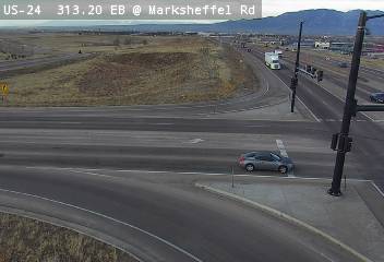 US 24 - US-24  313.20 EB @ Marksheffel Rd - Traffic in lanes closest to camera moving North - (12986) - Denver and Colorado