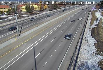 US 36 - US-36 53.10 : 0.4 mi E of Sheridan Blvd - Traffic closest to camera is moving West - (13290) - Denver and Colorado