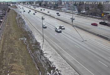 US 36 - US-36 54.45 : 0.4 mi W of Federal Blvd - Traffic closest to camera is moving West - (13291) - Denver and Colorado