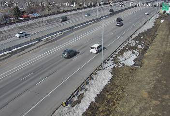 US 36 - US-36 54.45 : 0.4 mi W of Federal Blvd - Traffic closest to camera is moving West - (13292) - Denver and Colorado