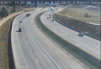 C-470 - C-470  015.00 WB : 0.5 mi W of S Platte Canyon Rd - Traffic closest to camera travelling westbound on C-470 - (12391) - Denver and Colorado