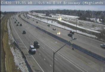 C-470 - C-470  019.90 WB : 0.5 mi E of Broadway - Traffic closest to camera travelling westbound on C-470 - (11662) - Denver and Colorado
