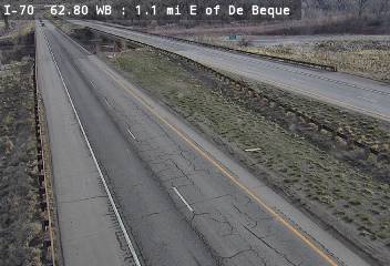 I-70 - I-70  62.80 WB : 1.1 mi E of Debeque - Traffic furthest from camera is travelling East - (13918) - Denver and Colorado