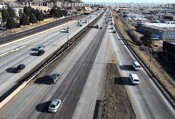 I-25 - I-25 146.20 NB @ Garden of the Gods - Traffic in lanes closest to camera moving North - (14169) - Denver and Colorado