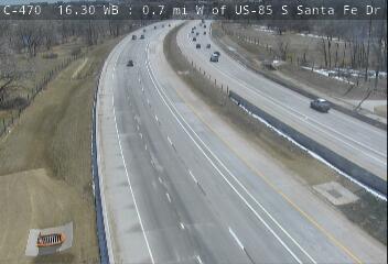 C-470 - C-470  16.30 WB : 0.7 mi W of US-85/Santa Fe Dr. - Traffic furthest from camera is travelling East - (14404) - Denver and Colorado