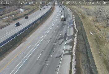 C-470 - C-470  16.30 WB : 0.7 mi W of US-85/Santa Fe Dr. - Traffic closest to camera is travelling West - (14405) - Denver and Colorado