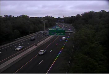 CAM 97 Milford CT 15 NB Exit 54 - Milford Parkway (Traffic closest to the camera is traveling NORTH) - Connecticut