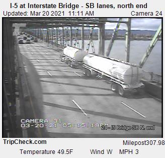 I-5 at Interstate Bridge - SB lanes, north end (132) - Oregon
