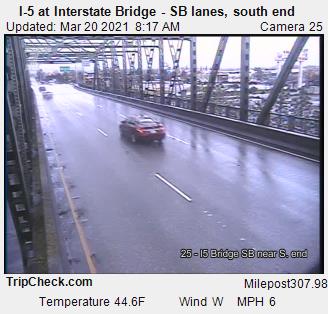 I-5 at Interstate Bridge - SB lanes, south end (133) - Oregon