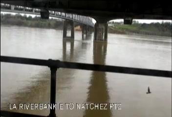Louisiana Riverbank E to Natchez PTZ - Eastward view of Natchez, Mississippi riverbank from US 84 bridge structure. (E - 120103) - USA