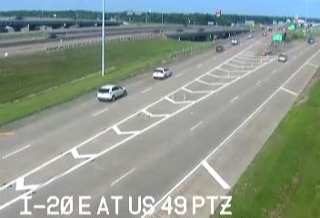 I-20 E at US 49 PTZ - I-20 west of the I-55 Stack interchange over Old US 49 towards I-55/Jackson. (W - 010506) - USA
