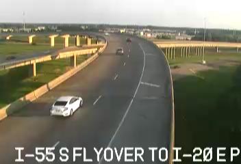 I-55 S Flyover to I-20 E PTZ - I-55 south flyover bridge merging with I-20 East/US49 traffic. (S - 021101) - USA